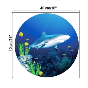 Detailed view of 40cm round shark and coral ocean theme wall sticker for kids rooms