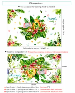 Stickers muraux animaux de la jungle avec dimensions et divers graphismes de dessin