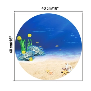 Detail view of a 40cm circular underwater ocean wall decal with coral and tropical fish