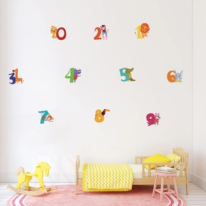 Colorful animal number wall stickers 0-9 for nursery and kids bedroom wall decoration