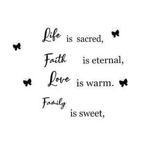 Modern Live Love Life wall stickers featuring inspirational quotes and black butterflies