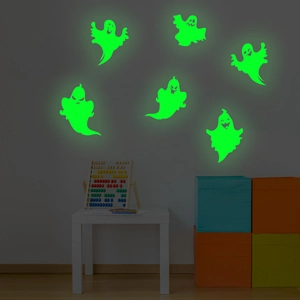 Halloween Glow In The Dark Ghost Wall Stickers Fluorescent Green PVC Luminous Decals For Kids Room Living Room Decor