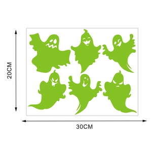 Glow-in-the-dark ghost wall sticker set for Halloween, measuring 30cm by 20cm