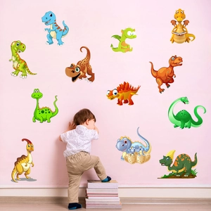 Colorful Cartoon Dinosaur Wall Stickers PVC Waterproof Dino Decals For Kids Room Bedroom Nursery Home Decor KS6663