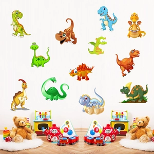 Colorful cartoon dinosaur wall stickers for kids bedroom decor with various species