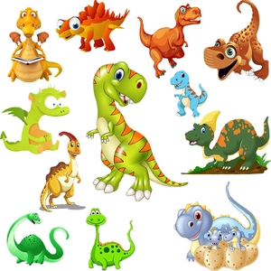 Set of colorful cartoon dinosaur wall stickers for kids' bedroom and nursery decor