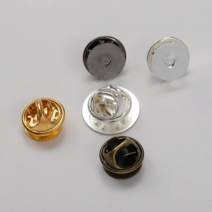 Flat head butterfly clutch pin backs in five metallic finishes for DIY jewelry making