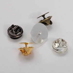 Flat head pin and butterfly clutch set for DIY brooch making in four metallic finishes