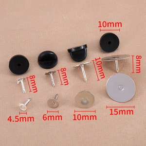 Kit di spille fai-da-te con chiusure in gomma nera e basi per spilli in metallo argento