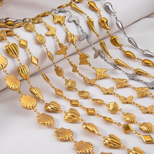 Stainless Steel Jewelry Chain Accessories For DIY Necklace Bracelet Making Butterfly Heart Shell Drop Pattern Minimalist Findings