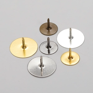 Flat head pin base in gold and silver finishes for DIY jewelry and brooch making