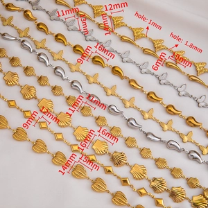 DIY stainless steel hollow butterfly and waterdrop jewelry chain in gold and silver