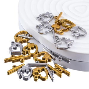 Star and heart-shaped stainless steel OT toggles for DIY necklaces in gold and silver