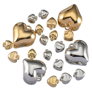 Simple Plastic Heart Pendant Electroplated Mirror Polish CCB Heart Charms For DIY Necklace Bracelet Jewelry Making Accessories