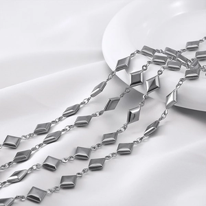 Silver stainless steel rhombus block chain links for DIY necklaces and bracelets