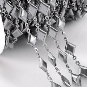 Silver stainless steel rhombus chain on spool for DIY jewelry and bag decoration
