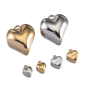 DIY gold and silver CCB heart-shaped charms for necklaces with Love engraving