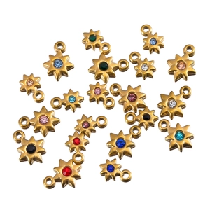 Star-shaped stainless steel charms with colorful zircon stones for DIY jewelry making