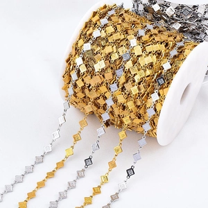 304 Stainless Steel Geometric Jewelry Chain Roll Heart Flower Leaf Pattern DIY Crafting Material For Bride Hair Accessories Tassel