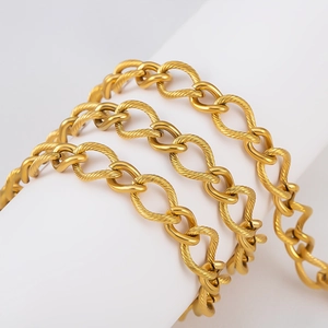 Goldene 304 Edelstahl Gliederkette mit polierten Spiral-Ovalgliedern für Schmuck