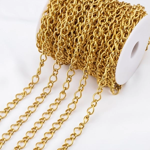 Goldene 304 Edelstahl-Gliederkette auf Spule für DIY-Schmuck und Bastelprojekte