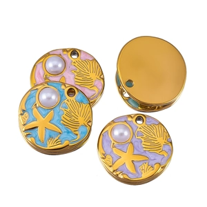 Ocean enamel charms with starfish designs and pearl accents for DIY jewelry making