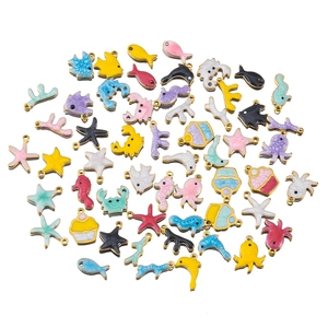 Kleurrijke zeedier bedeltjes set met zeester en zeepaardje voor DIY sieraden maken