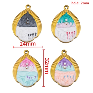 Water drop enamel seashell pendants with inlay pearls and golden border accessories