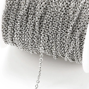 Polished silver stainless steel O-link cross chain roll for DIY jewelry making