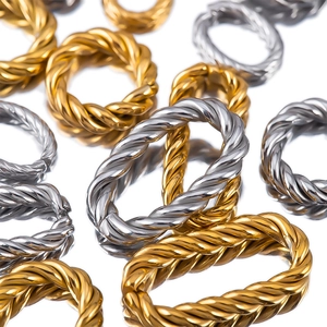 Anneaux connecteurs torsadés ovales en acier inoxydable or et argent pour bijoux DIY