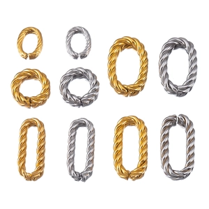 Connecteurs torsadés ovales en acier inoxydable doré et argenté pour bijoux DIY