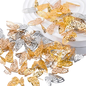 Hollow asymmetric metal butterfly charms in gold, silver and rose gold for DIY crafts