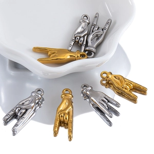 Ciondolo Gesto Mano Rock in Acciaio Inossidabile per Creazione di Collane Orecchini DIY Accessori Gioielli Stile Hip Hop