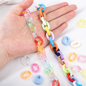 Colorful macaron acrylic open link chains for DIY jewelry making and hair accessories