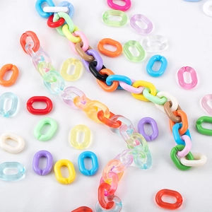 Colorful macaron acrylic open rings and chains for DIY jewelry making and crafts