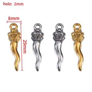 Stainless steel cornicello chili pendant with crown in gold and silver finish