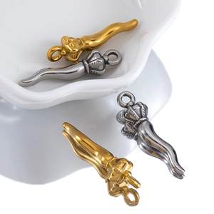 Mirror polished 304 stainless steel cornicello chili pendants in gold and silver colors