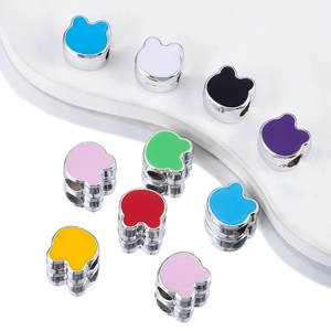 DIY bear head colorful enamel charms for jewelry making on white textured stand