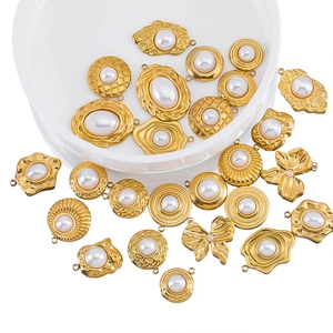 Pendenti retrò francesi in oro con perle finte per la creazione di gioielli fai-da-te