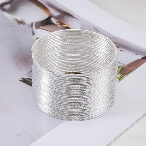 Stackable silver thin textured bangle set for DIY jewelry and automotive accessories