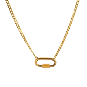 Minimalist Stainless Steel Oval Carabiner Link Necklace For Unisex DIY Cuban Chain Industrial Style Jewelry Accessories Gift