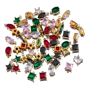 Colgantes de Acero Inoxidable 304 Vintage Con Strass Vidrio Forma Geométrica Estrella Gota Chapado en Oro 18K Para Creación de Joyas DIY