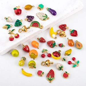 304 Edelstahl Frucht Emaille Anhänger Für DIY Schmuck Erdbeere Banane Apfel Kirsche Charms Für Halsketten Armbänder