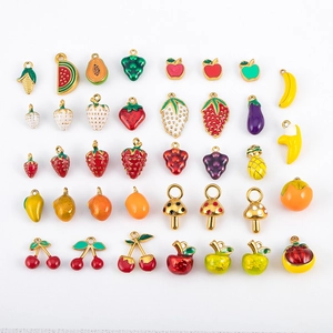 Bunte 304 Edelstahl Emaille-Fruchtanhänger für DIY-Schmuckherstellung und Zubehör