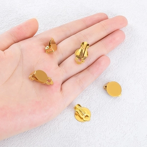 Cinco piezas de convertidores de pendientes de clip en acero inoxidable 304 dorado para DIY