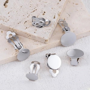 Convertidores de pendientes de clip de acero inoxidable 304 pulido para joyas de bricolaje
