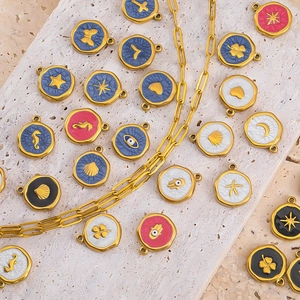 Edelstahl 18K Vergoldet Herz Böser Blick Stern Emaille Anhänger Für DIY Halskette Armband Schmuckherstellung Zubehör