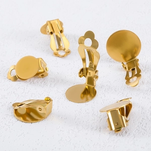 Componentes de pendientes de clip de acero inoxidable 304 dorados para joyería DIY