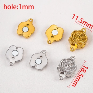 Fermoirs magnétiques rose 3D en or et argent pour création bijoux DIY, taille 18,5 mm