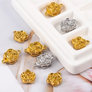 Fermoirs magnétiques en forme de rose 3D, coloris or et argent pour bijoux DIY